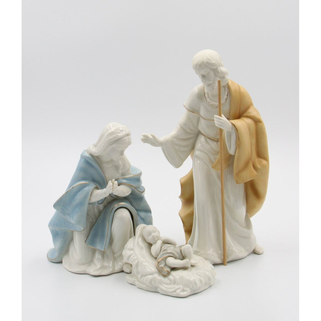 Porcelain Nativity Set of 3 Joseph Mary Baby Jesus Home Gift Image 3