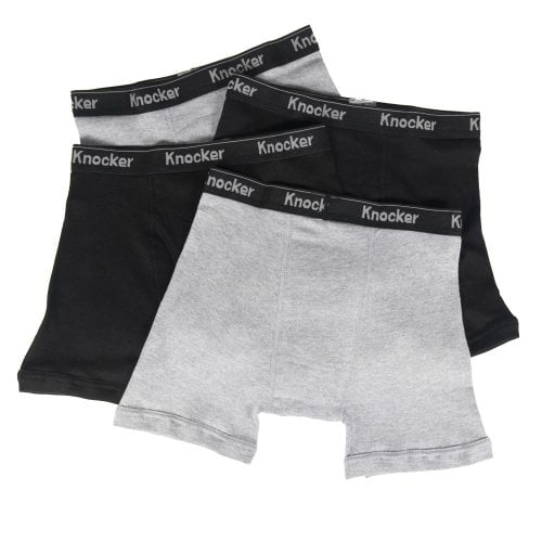 Knocker Mens 4 Pack Cotton Boxer Briefs Underwear Soft Comfortable Waistband Image 1