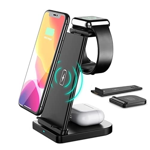 3 in 1 Fast Wireless Charging Stand for Smartphones, 15W, Qi-Certified, Universal Charge Dock for iPhone Image 1