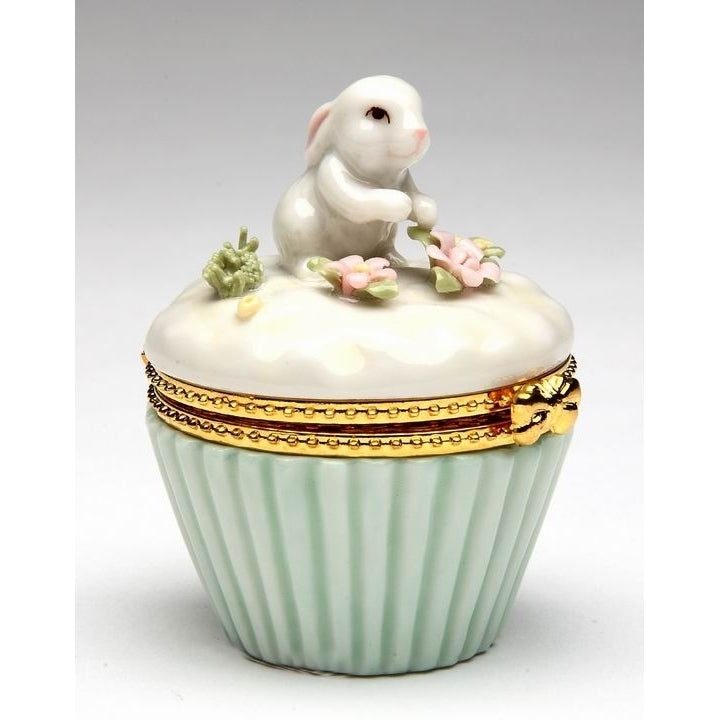 Ceramic Easter Bunny Rabbit Hinge Box 2.25x2x2.75 Image 2