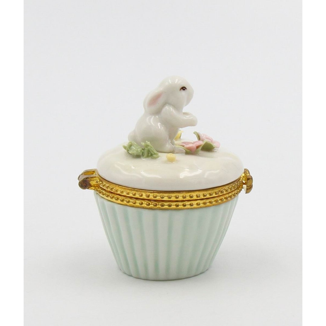 Ceramic Easter Bunny Rabbit Hinge Box 2.25x2x2.75 Image 4