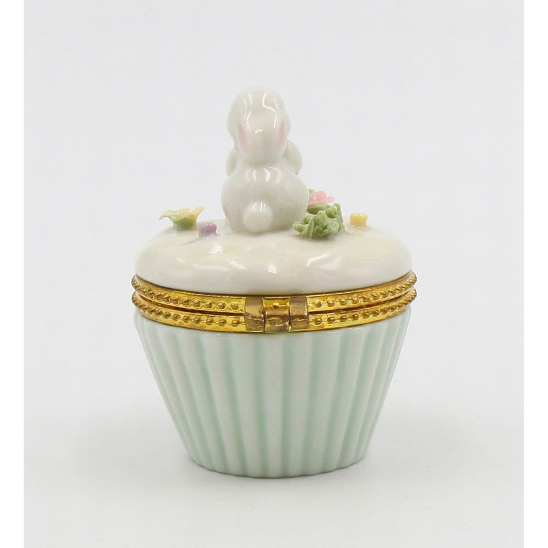 Ceramic Easter Bunny Rabbit Hinge Box 2.25x2x2.75 Image 4