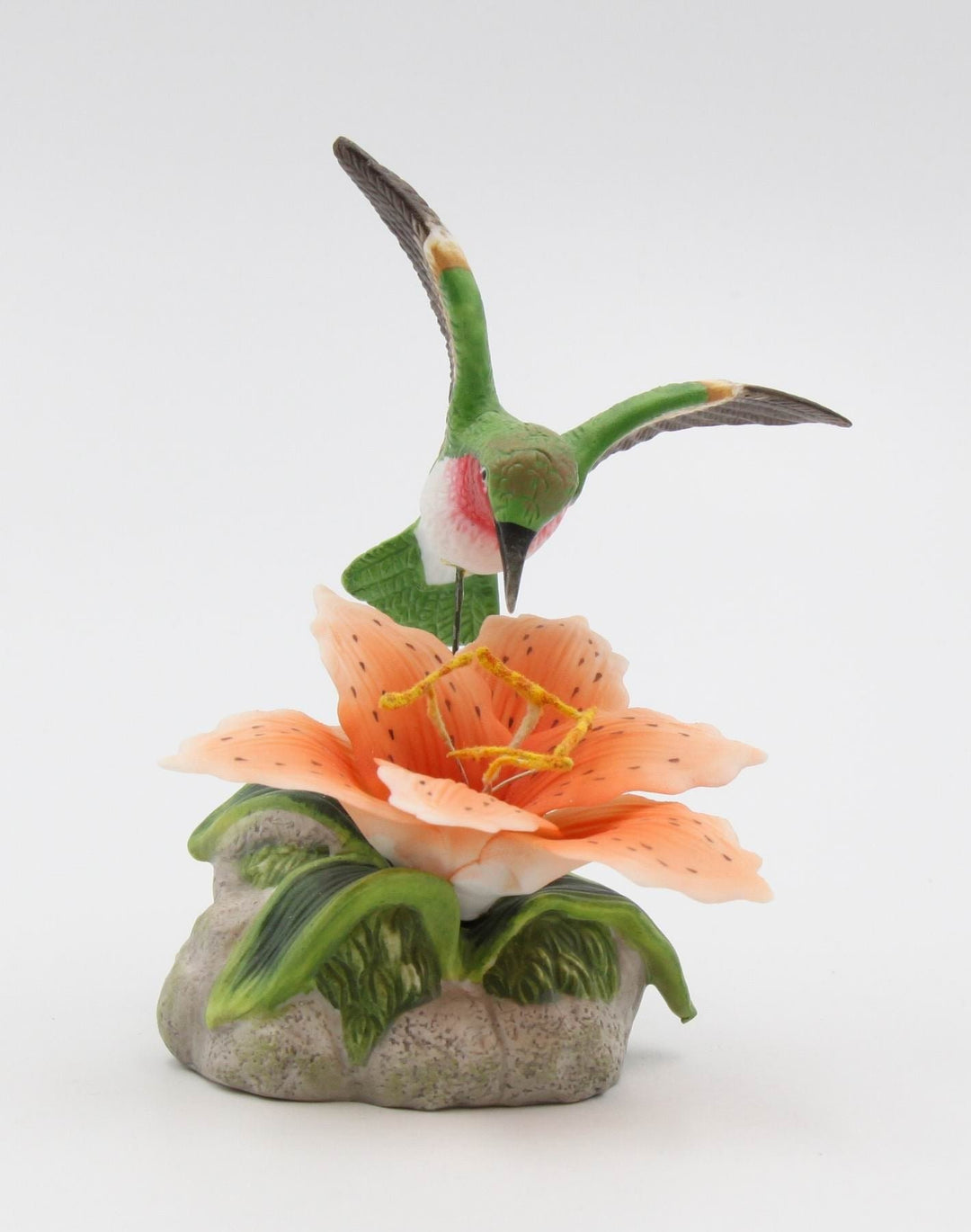 Ceramic Hummingbird Figurine 5in Lily Flower Gift for Nature Image 4