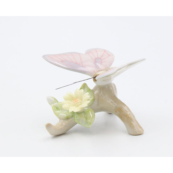 Ceramic Pink Butterfly Flower Figurine 3.125in  Mom Image 2