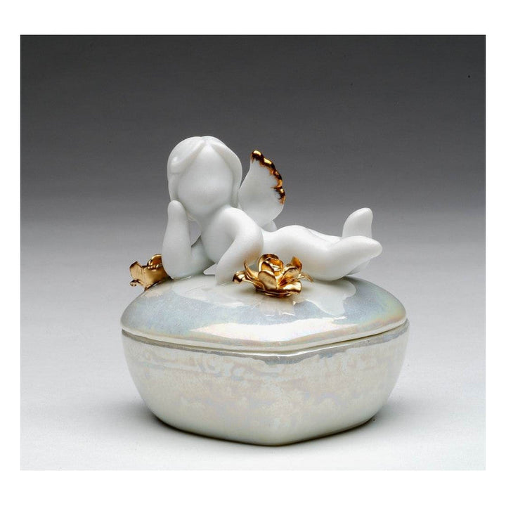 Ceramic Cherub Angel Heart Jewelry Box 2.25 Inch Religious Gift Image 3