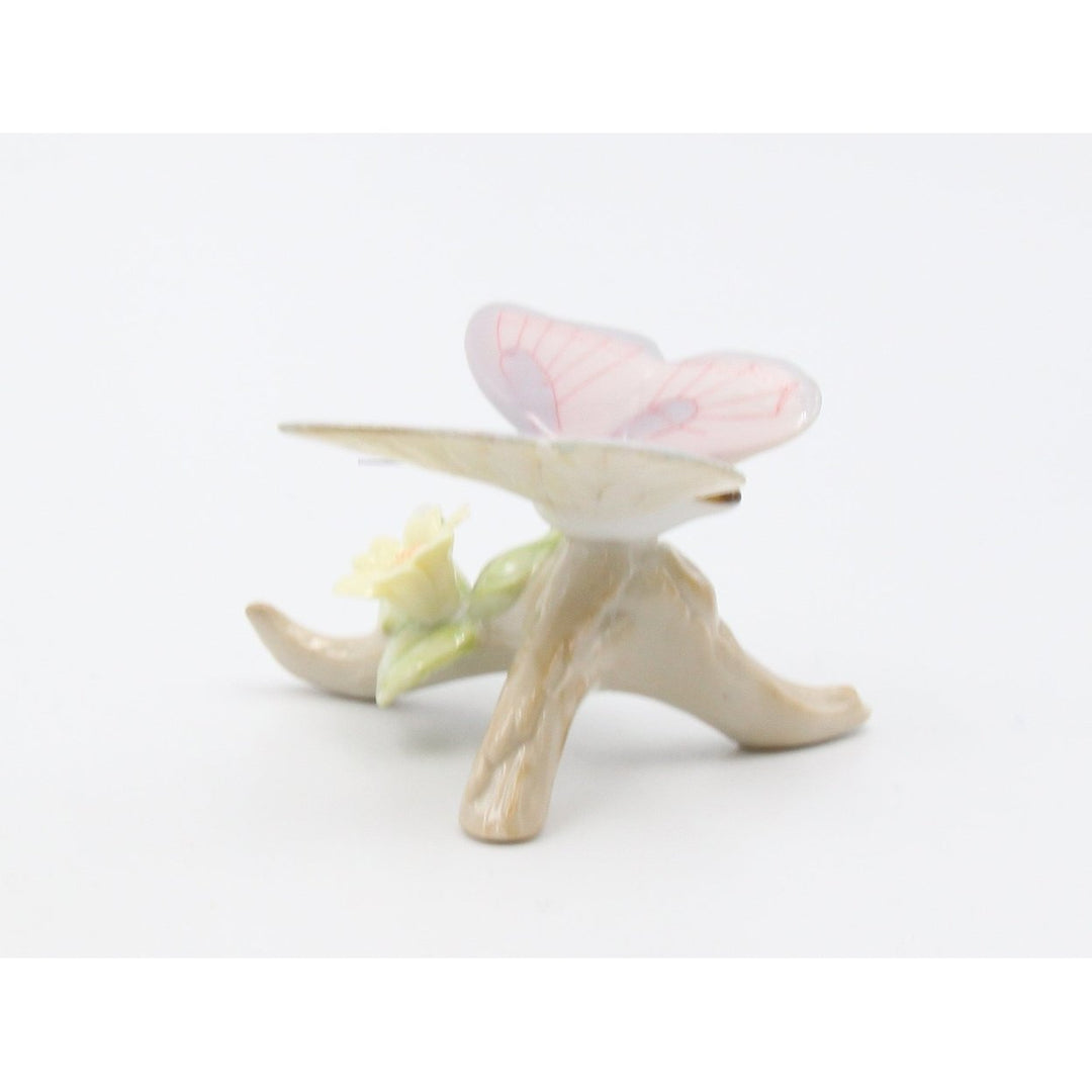 Ceramic Pink Butterfly Flower Figurine 3.125in  Mom Image 3