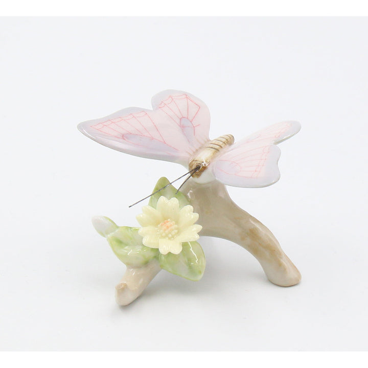 Ceramic Pink Butterfly Flower Figurine 3.125in  Mom Image 4