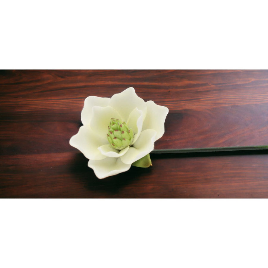 Ceramic Magnolia Flower with Stem 8 inches  Mom Wedding Image 1