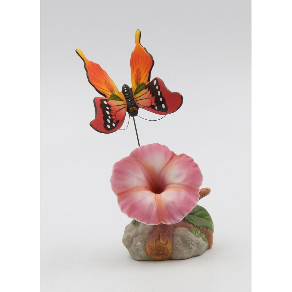 Ceramic Morning Glory Flower and Butterfly Figurine  Mom Image 2