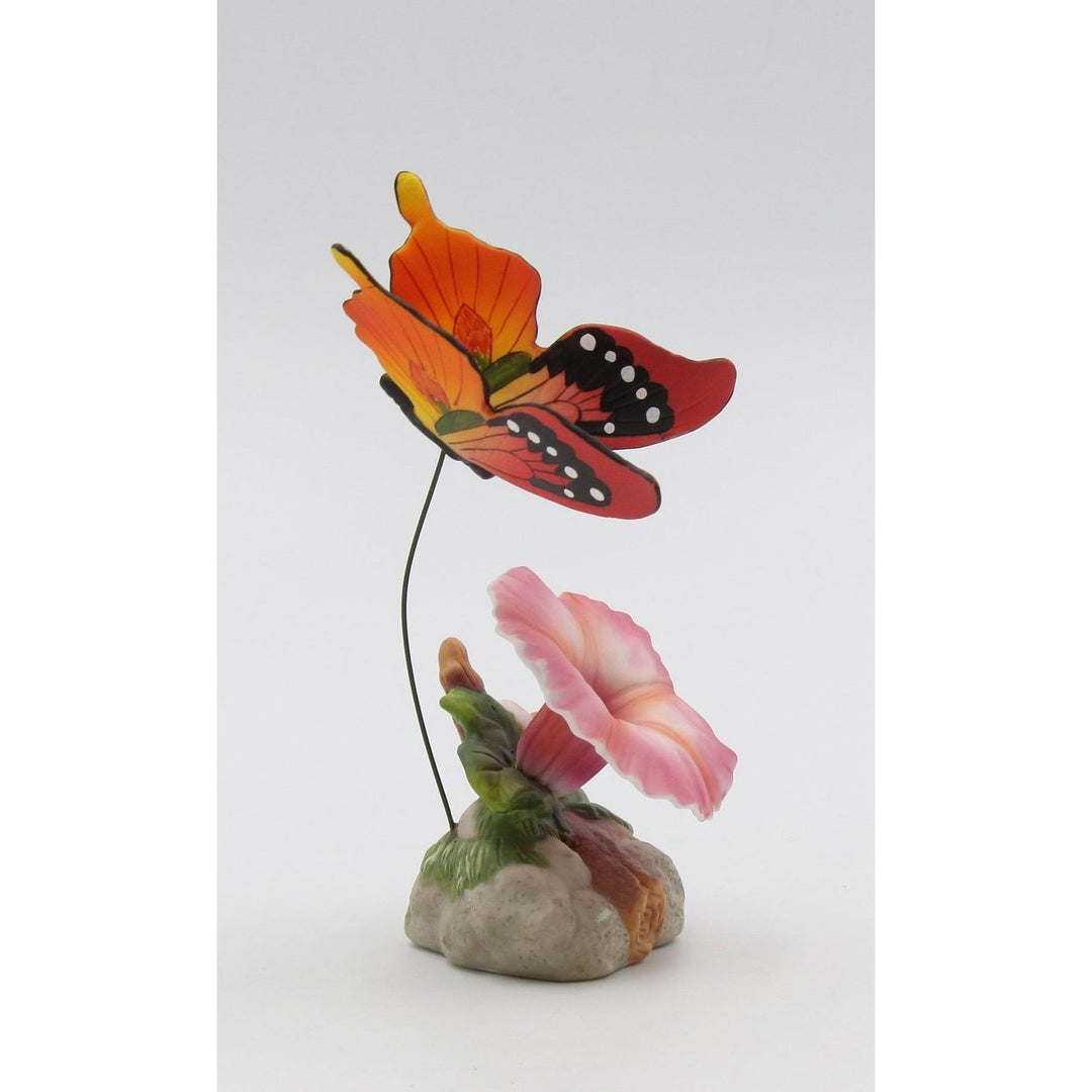 Ceramic Morning Glory Flower and Butterfly Figurine  Mom Image 3