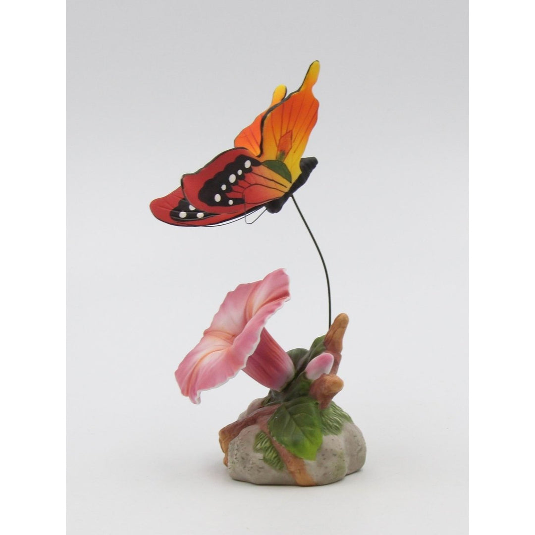 Ceramic Morning Glory Flower and Butterfly Figurine  Mom Image 4