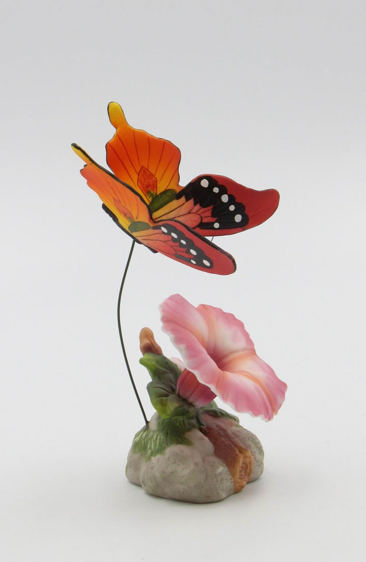 Ceramic Morning Glory Flower and Butterfly Figurine  Mom Image 4