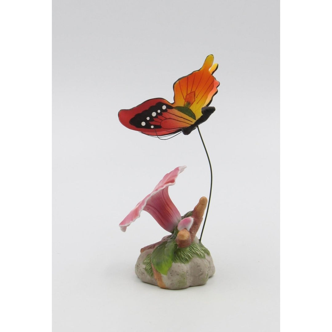 Ceramic Morning Glory Flower and Butterfly Figurine  Mom Image 6