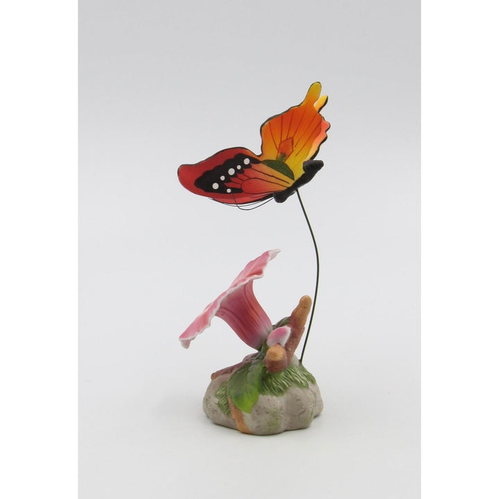 Ceramic Morning Glory Flower and Butterfly Figurine  Mom Image 6