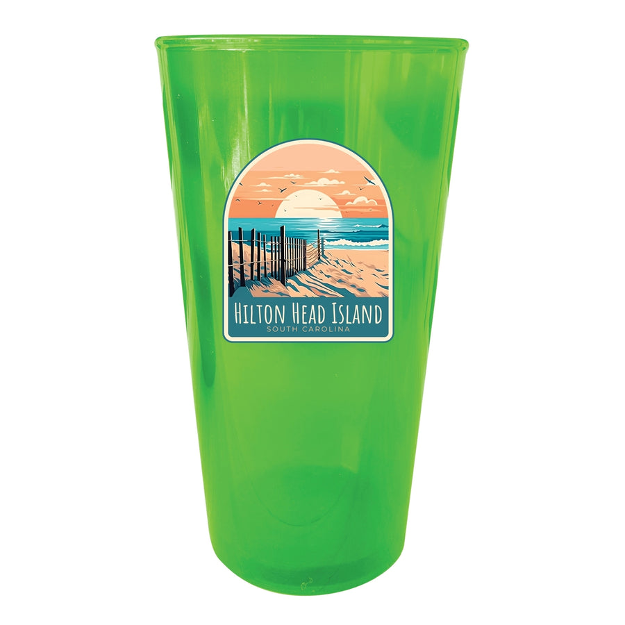 Hilton Head Island Souvenir Plastic 16 oz pint Green Image 1