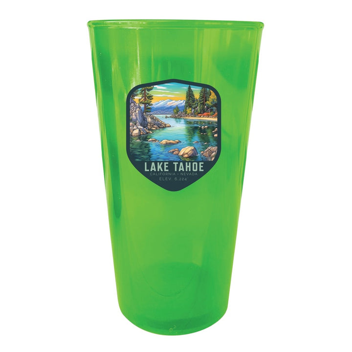 Lake Tahoe California Souvenir Plastic 16 oz pint Clear Image 1