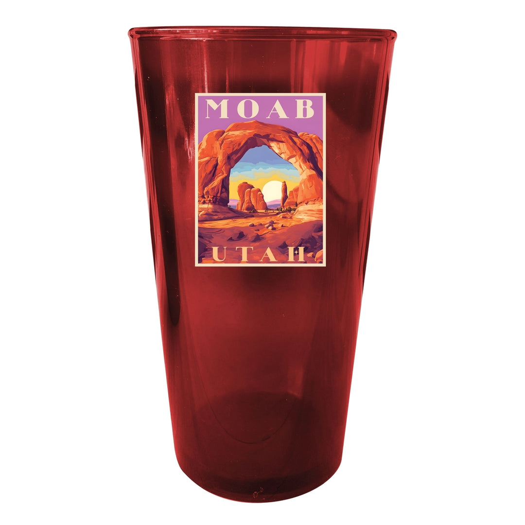 Moab Utah Souvenir Plastic 16 oz pint Green Image 2