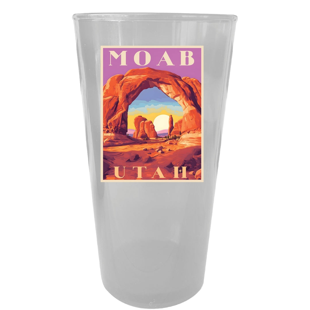 Moab Utah Souvenir Plastic 16 oz pint Green Image 3