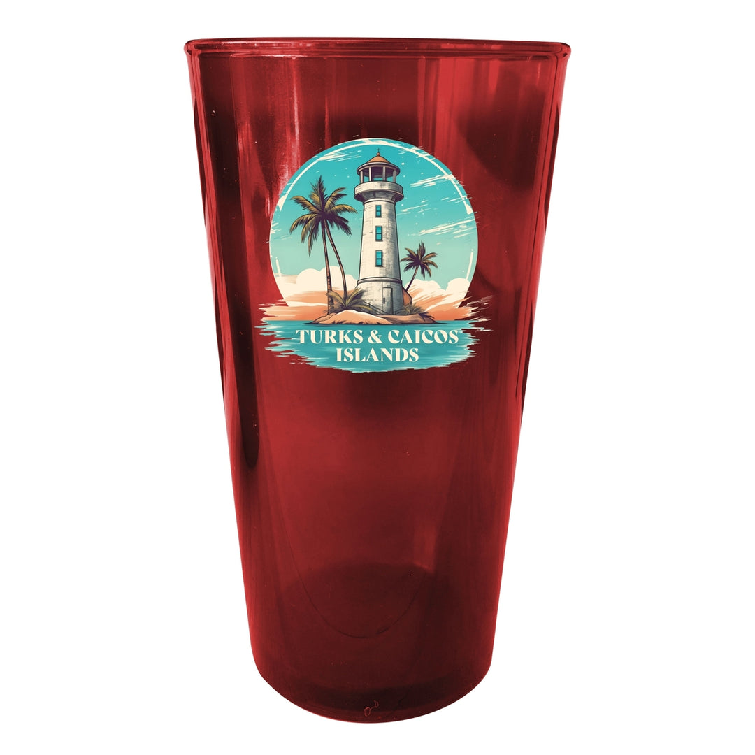 Turks And Caicos Souvenir Plastic 16 oz pint Green Image 4