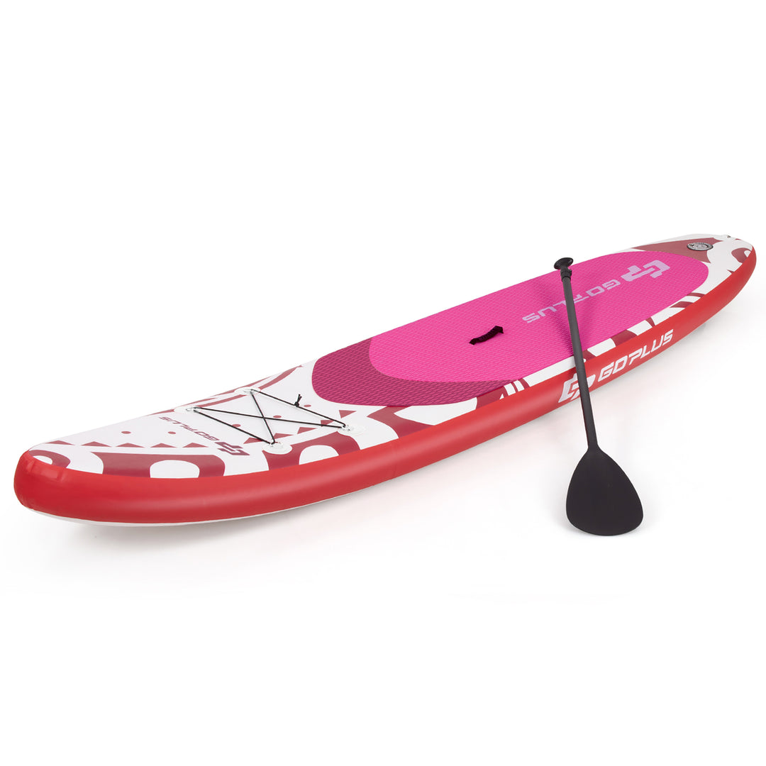 10.5 Inflatable Stand Up Paddle Board SUP W/Carrying Bag Aluminum Paddle Pink Image 10