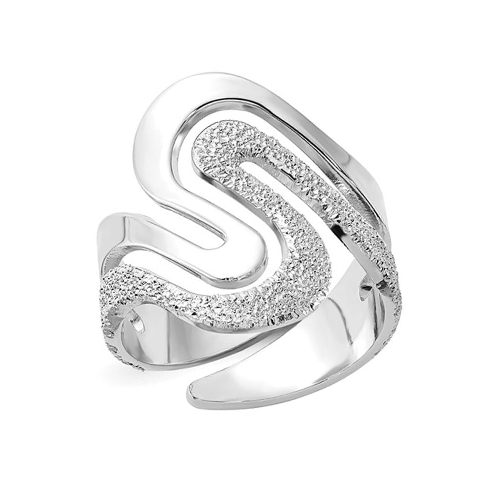 Ladies Textured Swirl Ring in Sterling Silver Image 1