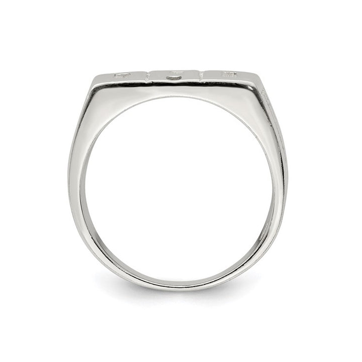 Mens Sterling Silver DAD Ring in Polished Image 4