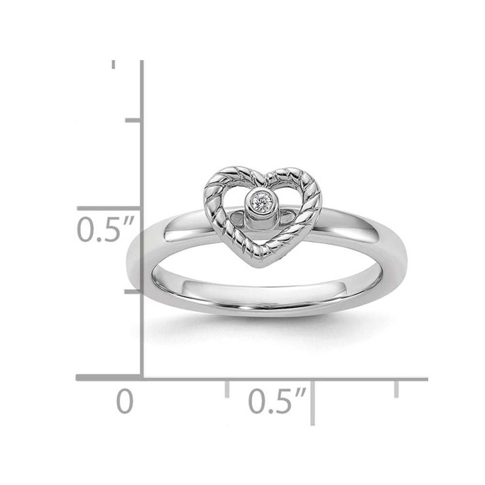 Heart Ring with Diamond Accent in Sterling Silver Image 4