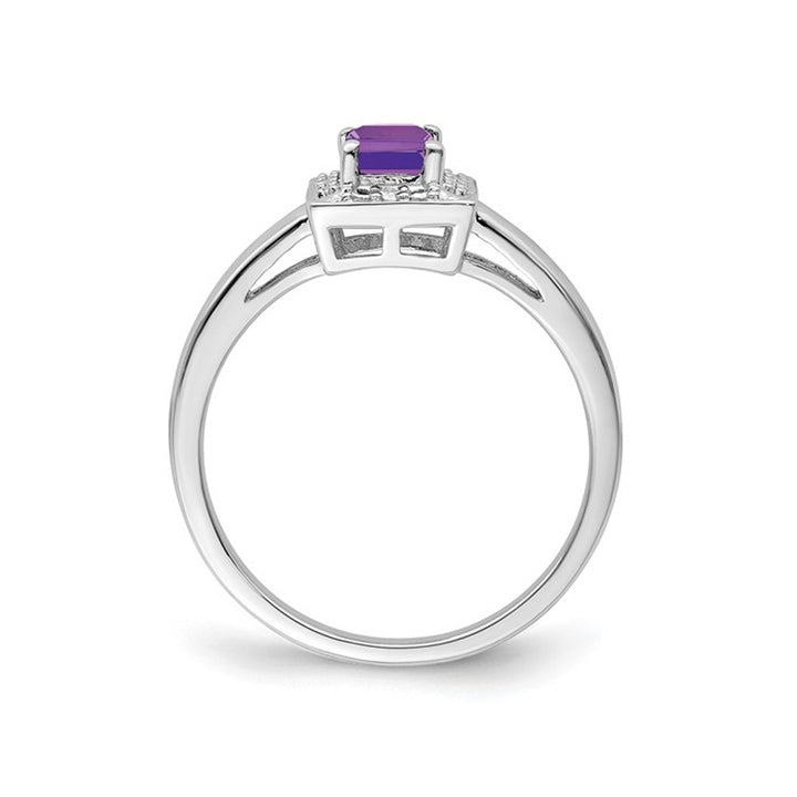 1/2 Carat (ctw) Emerald Cut Amethyst Ring in Sterling Silver Image 4