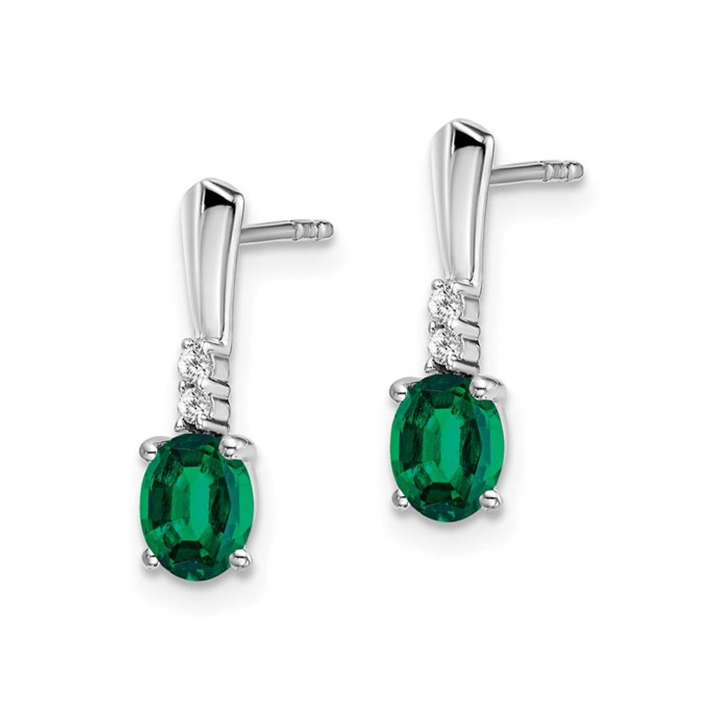 7/10 Carat (ctw) Lab-Created Emerald Earrings in 14K White Gold Image 4