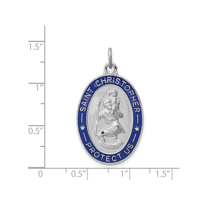 Saint Christopher Protection Medal Pendant Necklace in Sterling Silver Image 3