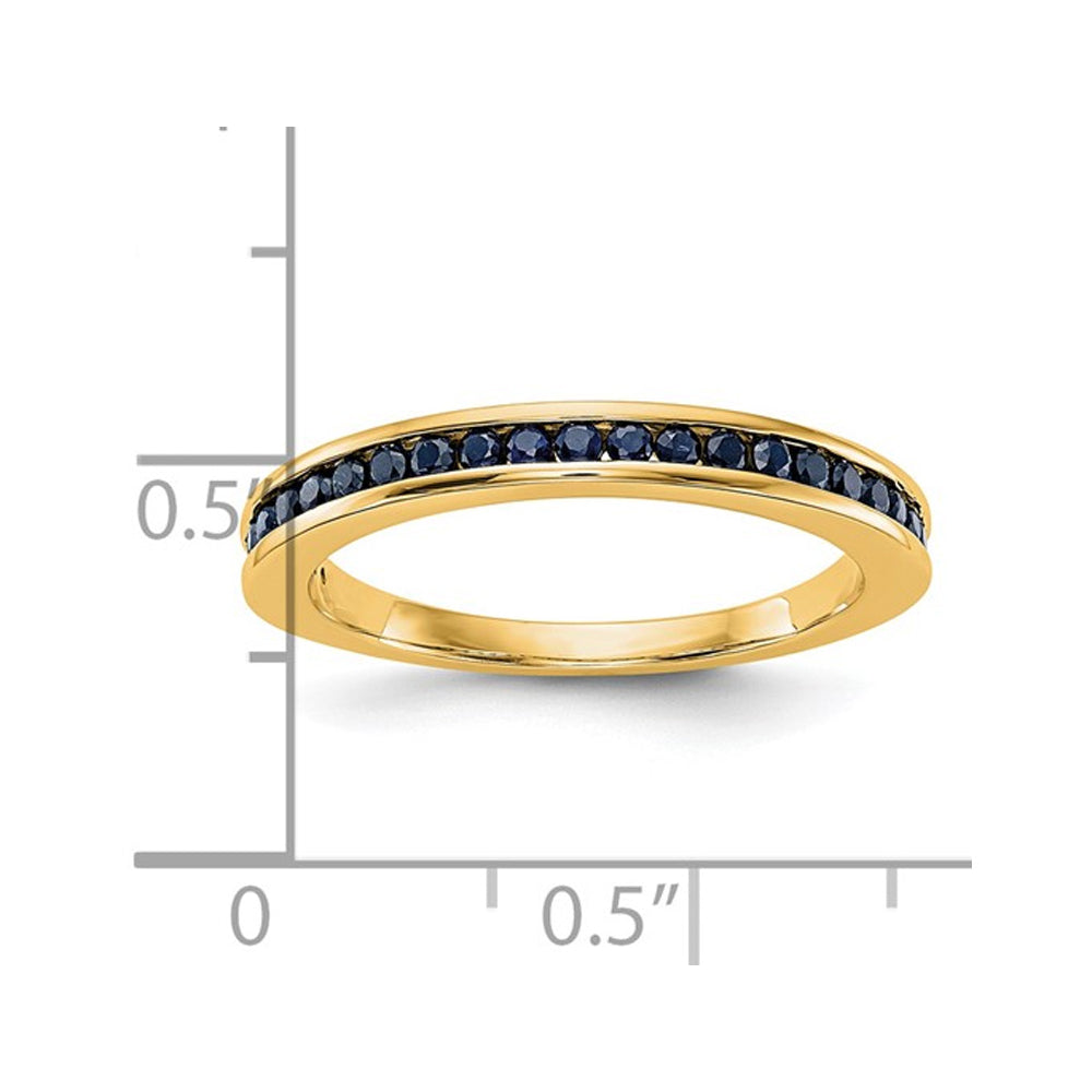 2/5 Carat Natural Dark Blue Sapphire Wedding Band Ring in 14K White Gold Image 3