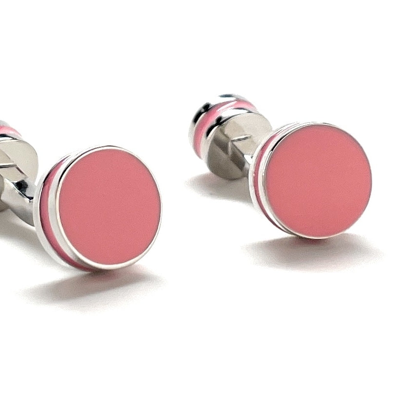 Rose Agate Cufflinks Straight Post Power Design Fully Detailed Double Stripe Pink Bands Cuff Links Groomsmen Cufflinks Image 2