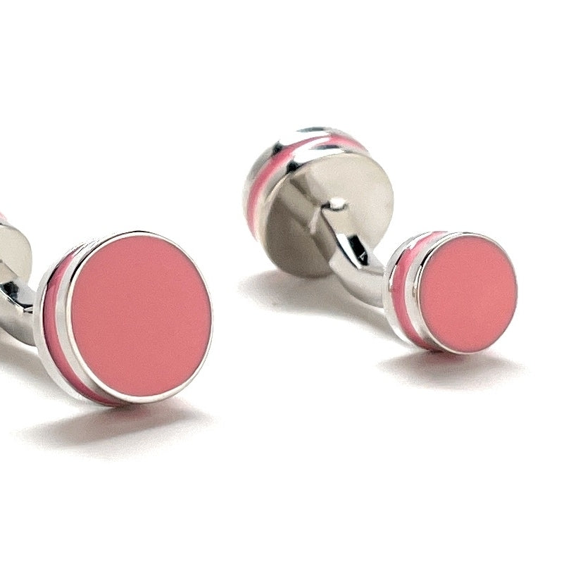 Rose Agate Cufflinks Straight Post Power Design Fully Detailed Double Stripe Pink Bands Cuff Links Groomsmen Cufflinks Image 4