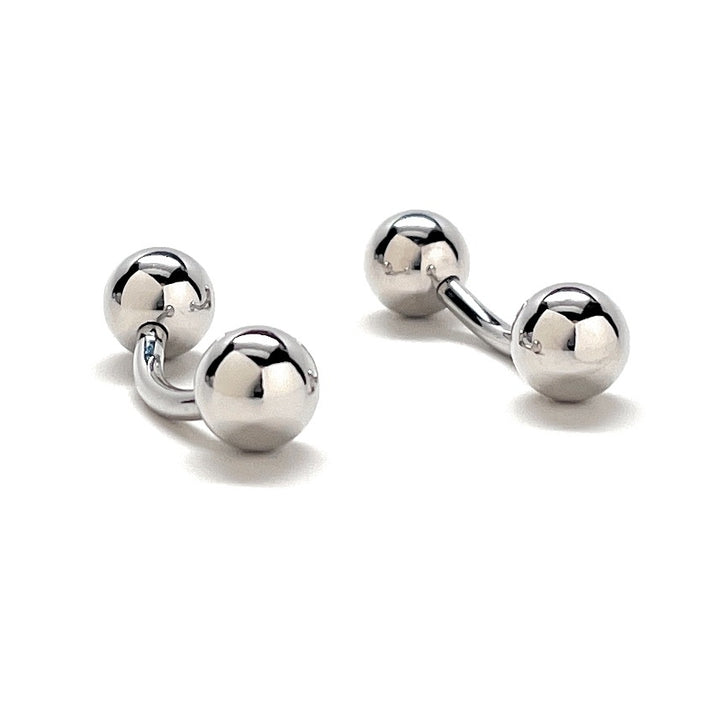 Cufflinks Silver Straight Post Power Design Fully Detailed Silver Ball Ends Cuff Links Groomsmen Cufflinks Wedding Image 2