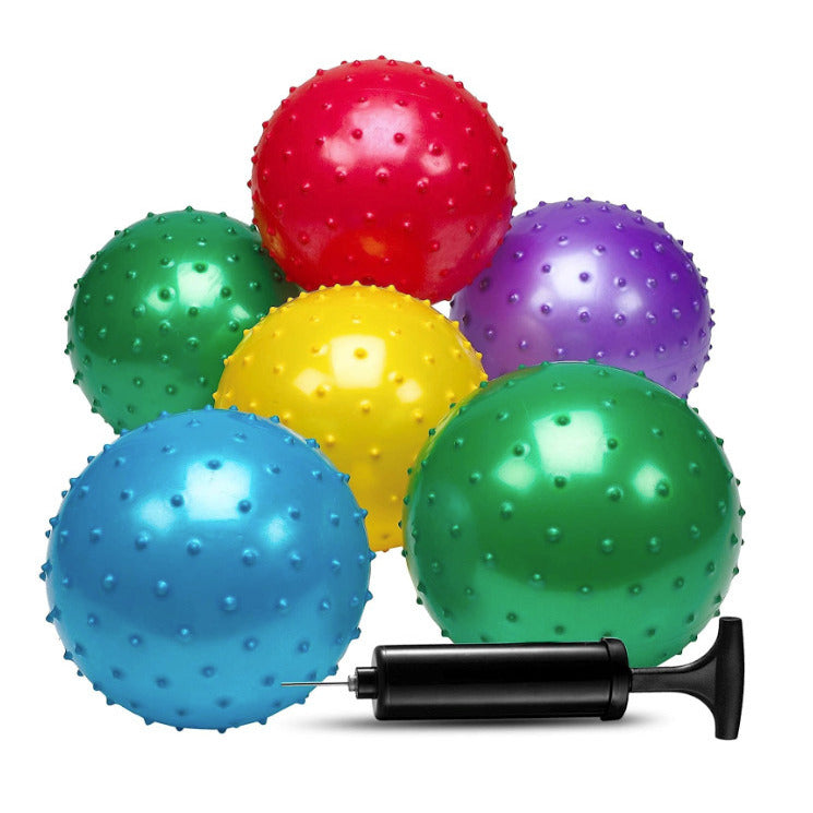 12 KNOBBY SPORTS BALLS 10 INCH WITH PUMP novelty 136  bounce ball BULK  inflatable toy Image 1