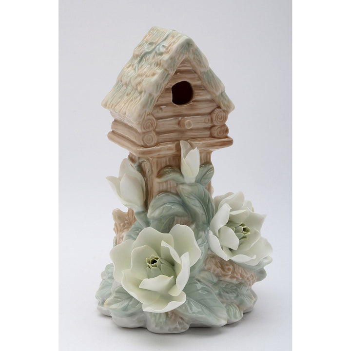 Ceramic Birdhouse Magnolia Night Light 4.75x4x7.5 Gift for Nature Image 3