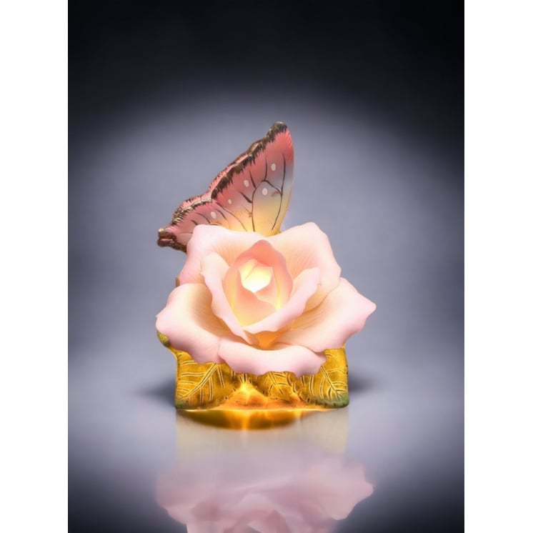 Ceramic Butterfly Nightlight with Peace Rose 4.875" Gifts for Mom Nature Decor Image 1