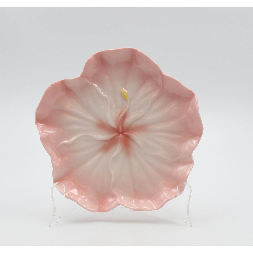 Ceramic Hibiscus Flower Plates Set of 2 8 3/8 inch Image 2