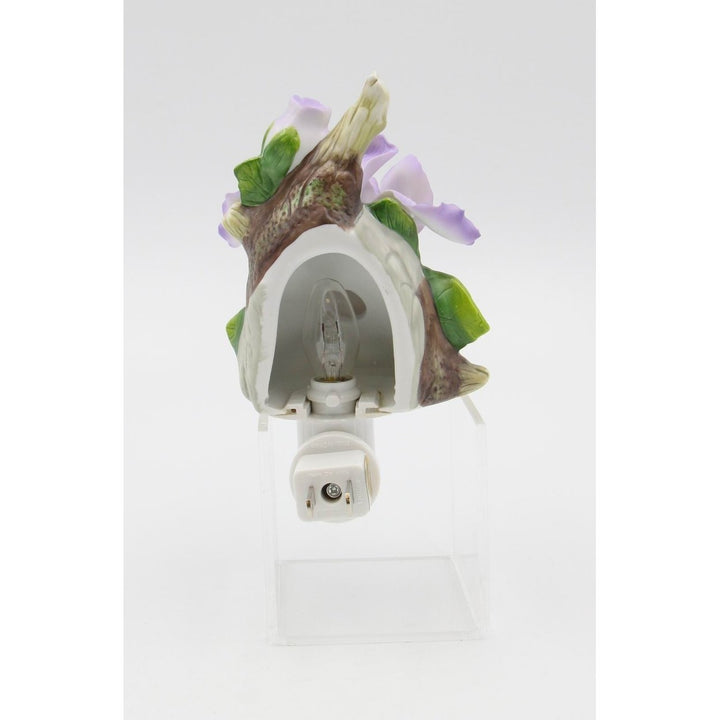 Ceramic Iris Flower Nightlight 4x4x6 Vintage  Nature Image 4