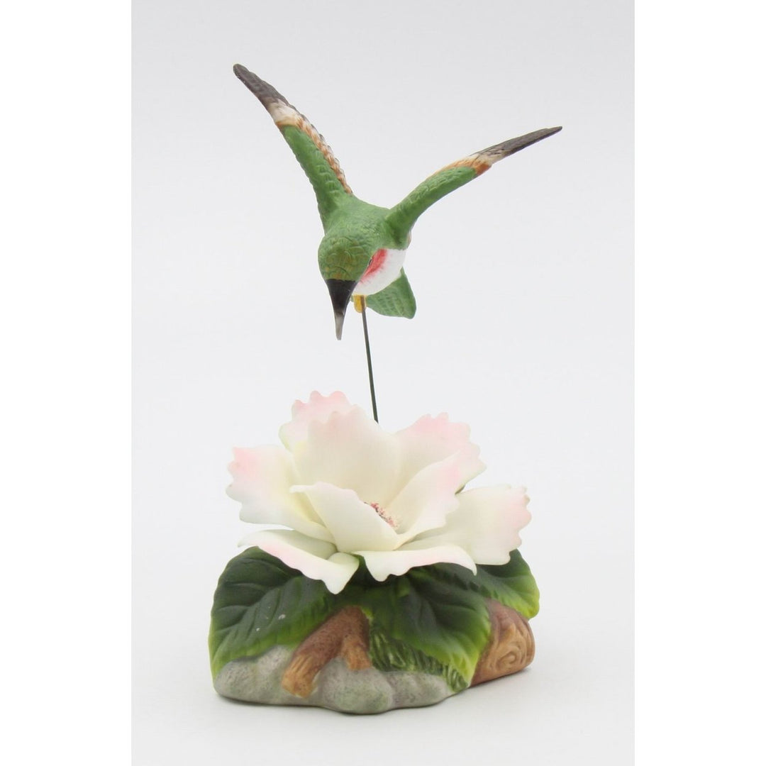 Ceramic Hummingbird Figurine 5.5" with Camellia Flower Image 4