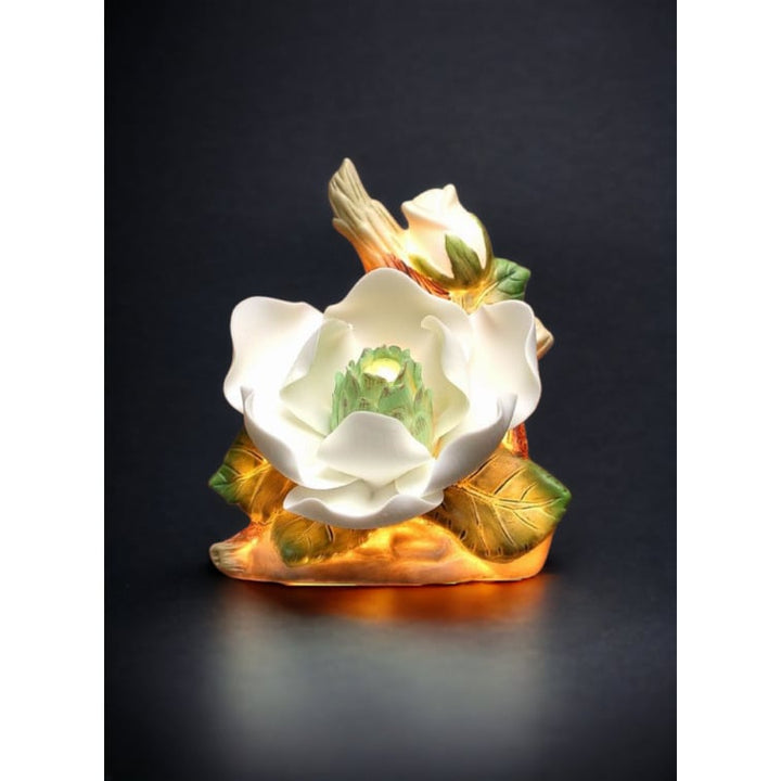 Ceramic Magnolia Flower Nightlight 4.5x4 Nature Decor Vintage Image 1