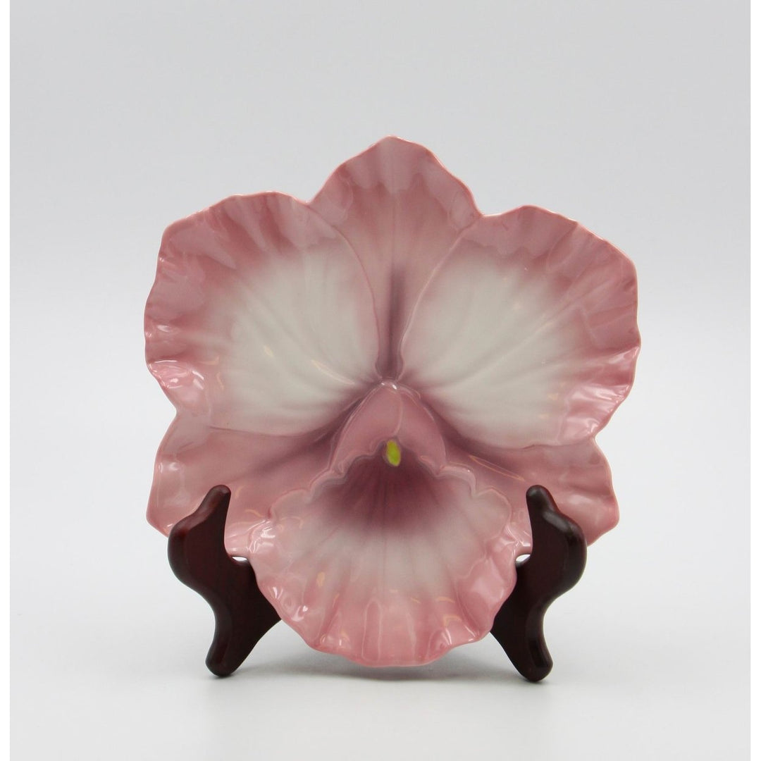 Ceramic Pink Orchid Flower Plates Set of 2 8 3/8 inch Image 2