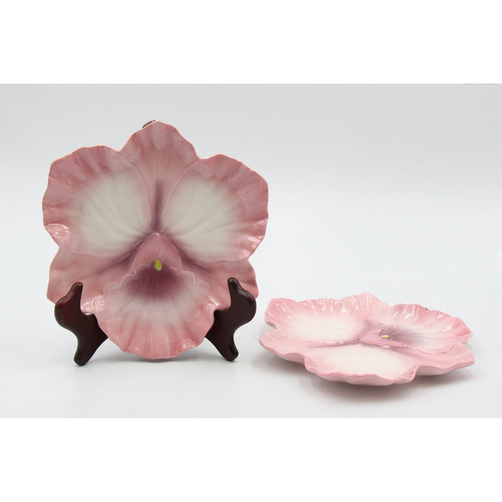 Ceramic Pink Orchid Flower Plates Set of 2 8 3/8 inch Image 3