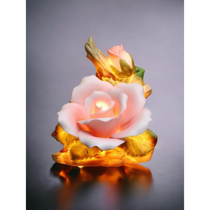 Ceramic Pink Rose Plug-In Nightlight 4.5"  Nature Vintage Image 1