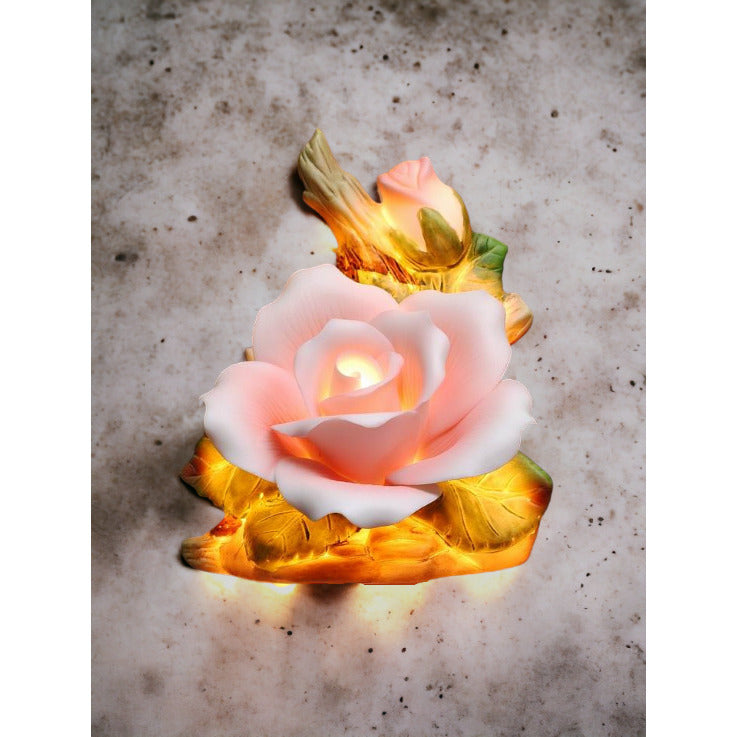 Ceramic Pink Rose Plug-In Nightlight 4.5"  Nature Vintage Image 2