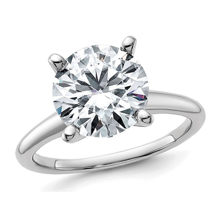 3.50 Carat (ctw) Synthetic Moissanite Solitaire Engagement Ring in 14K White Gold Image 1