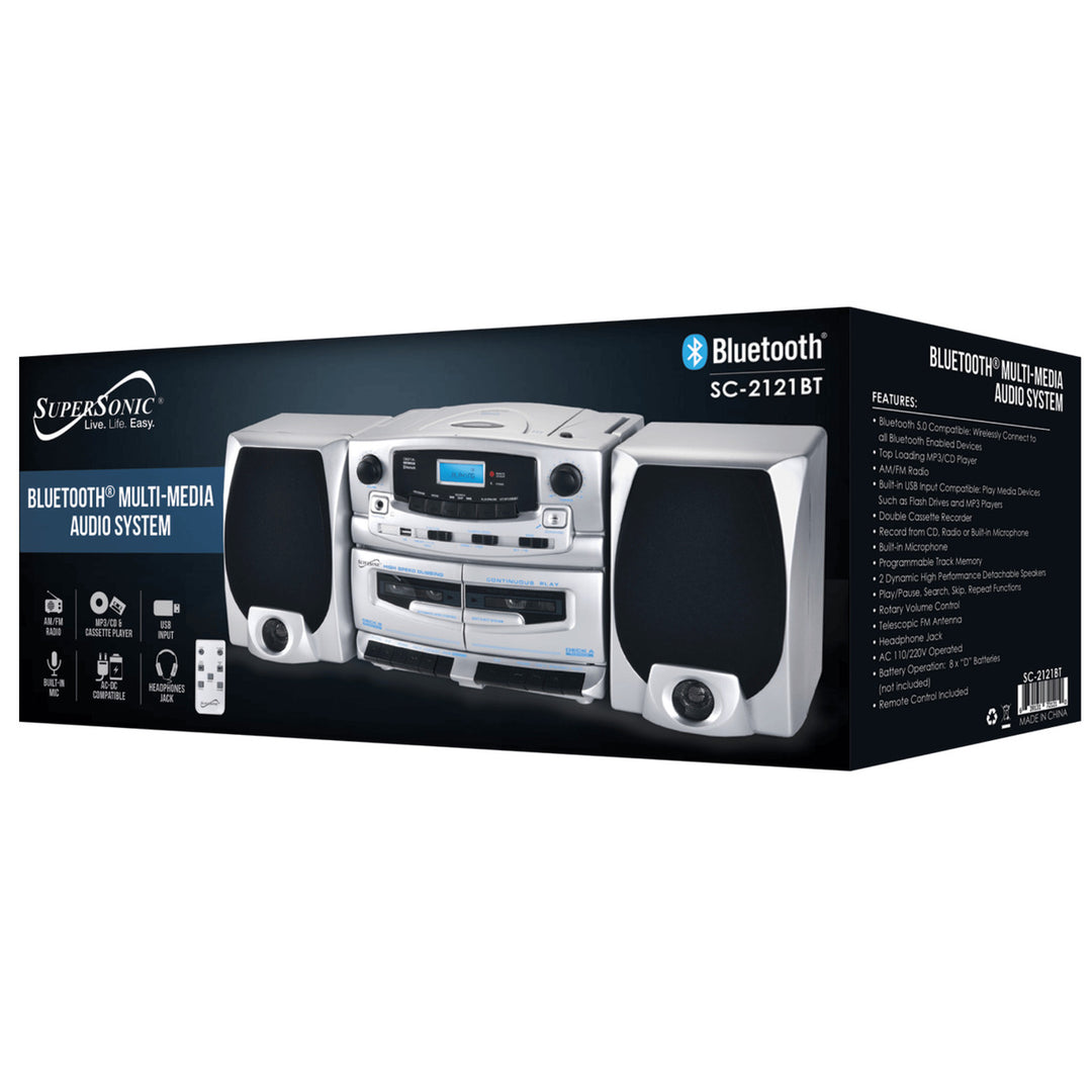 Bluetooth Audio System with Double Cassette Recorder and Built-In Mic (SC-2121BT) Image 6