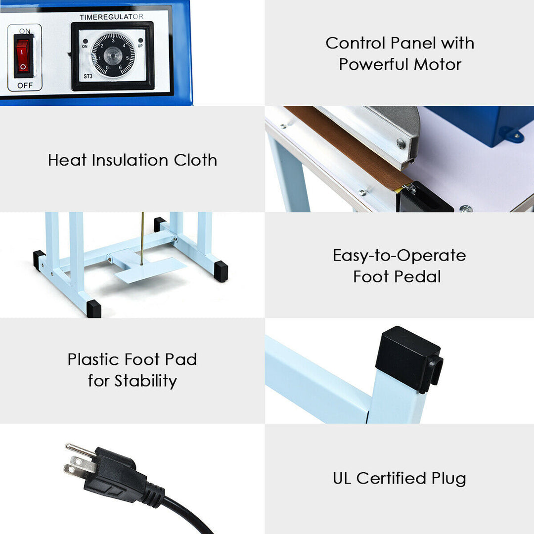 12" Foot Pedal Impulse Sealer Heat Seal Plastic Bag Sealing Machine w/ Cutter Image 4