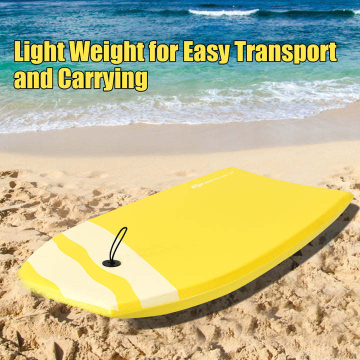 41 Lightweight Super Bodyboard Surfing W/Leash IXPE Deck EPS Core Boarding Yellow Image 4