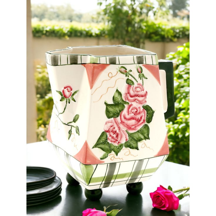 Ceramic Rose Flower Pitcher 7.5x5x8.5 inches  Mom Image 1